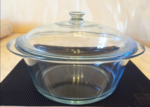 Стеклянная тарелка с крышкой для приготовления
